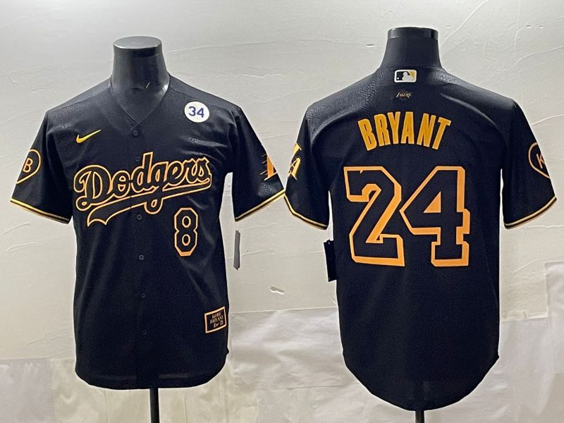 Men 2025 Los Angeles Dodgers 24 Bryant Black Five generations Nike MLB Jersey style 003